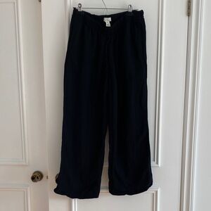 H&M Maternity Black Wide Leg Cropped Linen Pants
